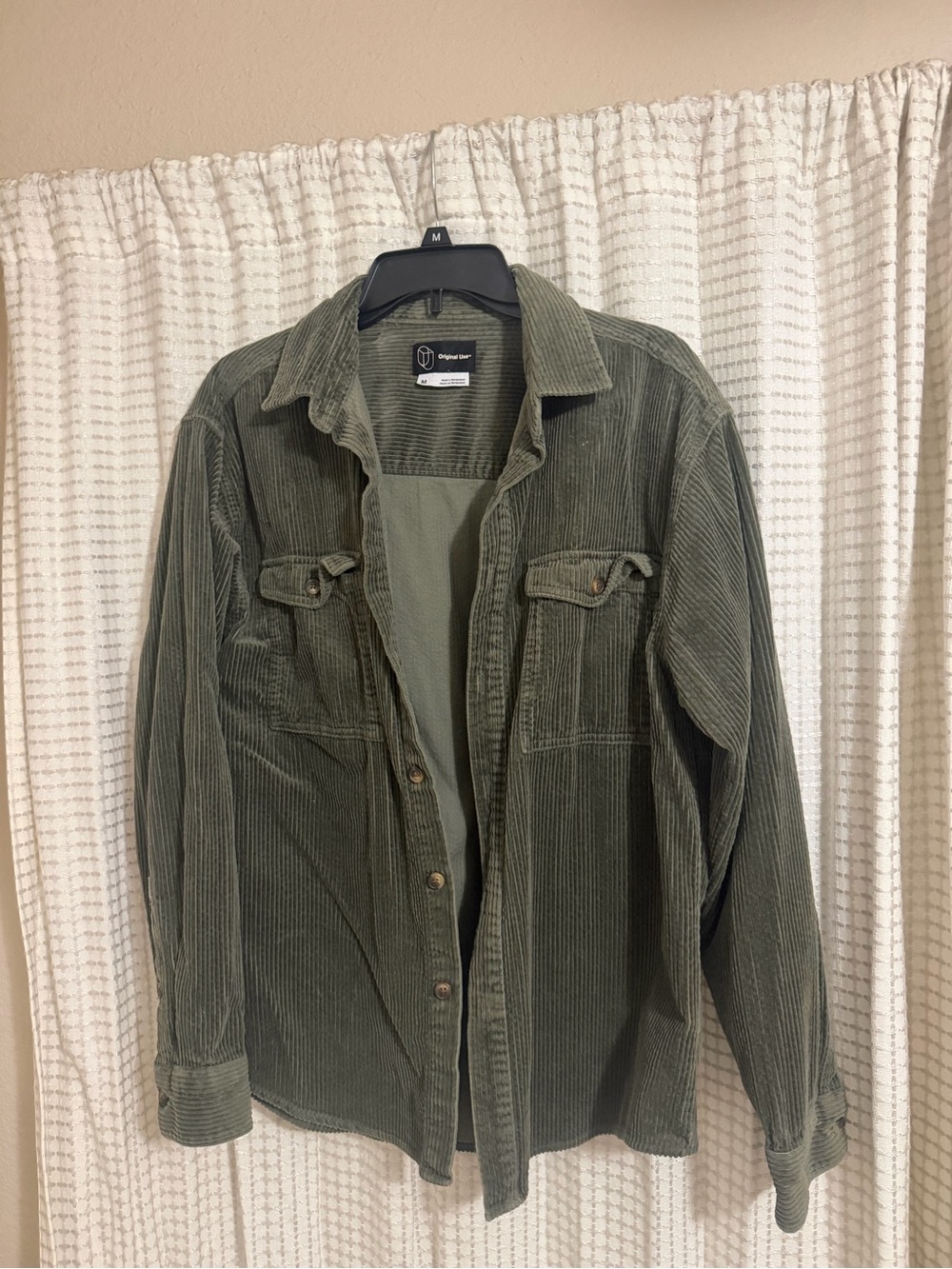 Original Use Olive Green Corduroy Shacket